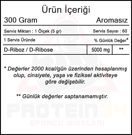 hardline ribose 300 gr besin bilgisi