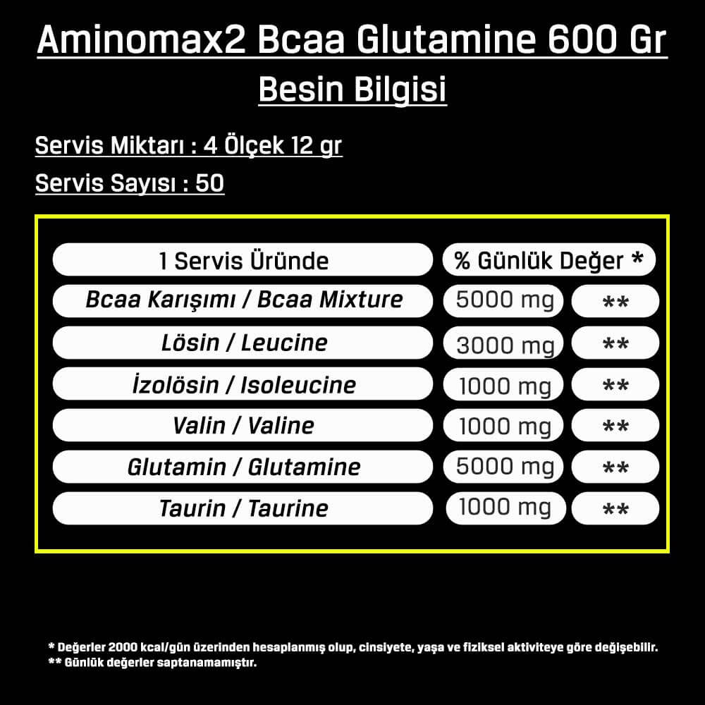 Bodymax Amino Max2 Bcaa Glutamine 600 Gr 50 Servis