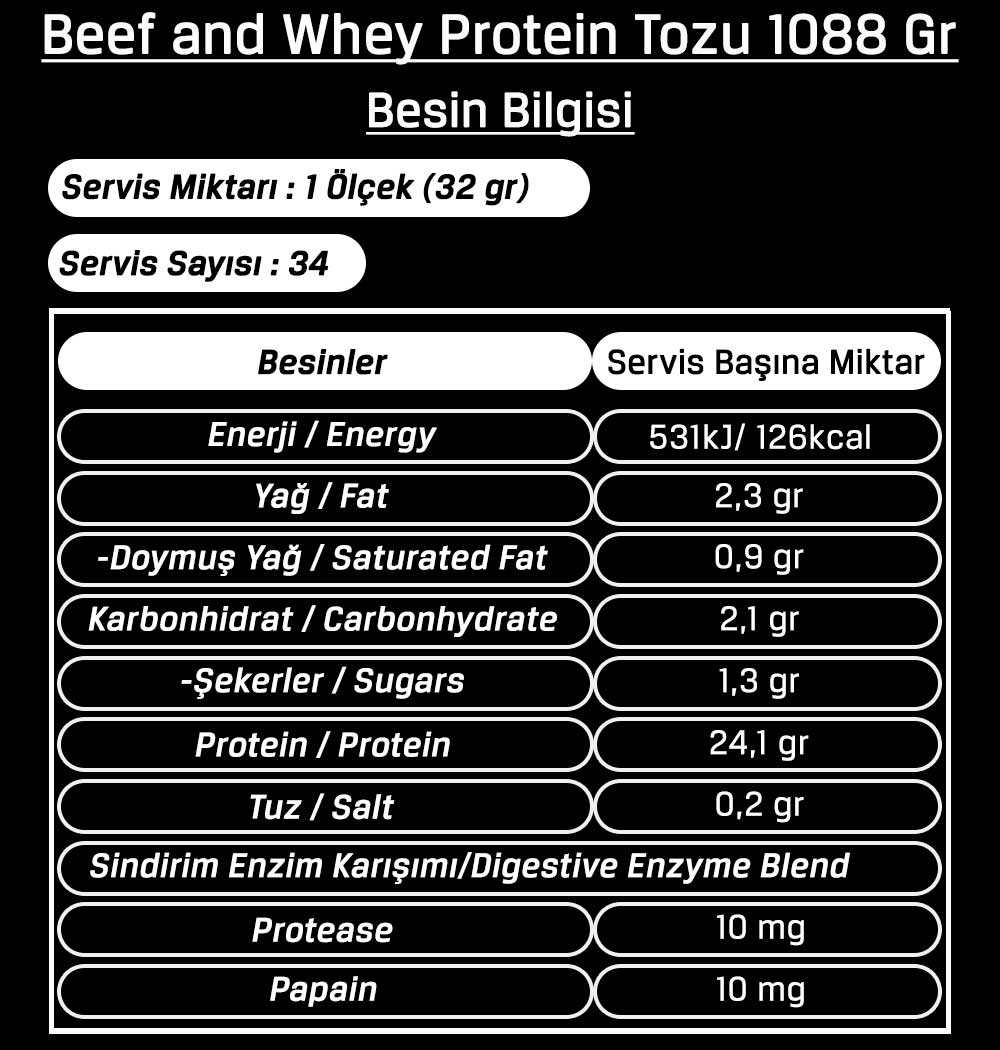 Bigjoy Sports Beef and Whey Protein Tozu 1088 Gr besin